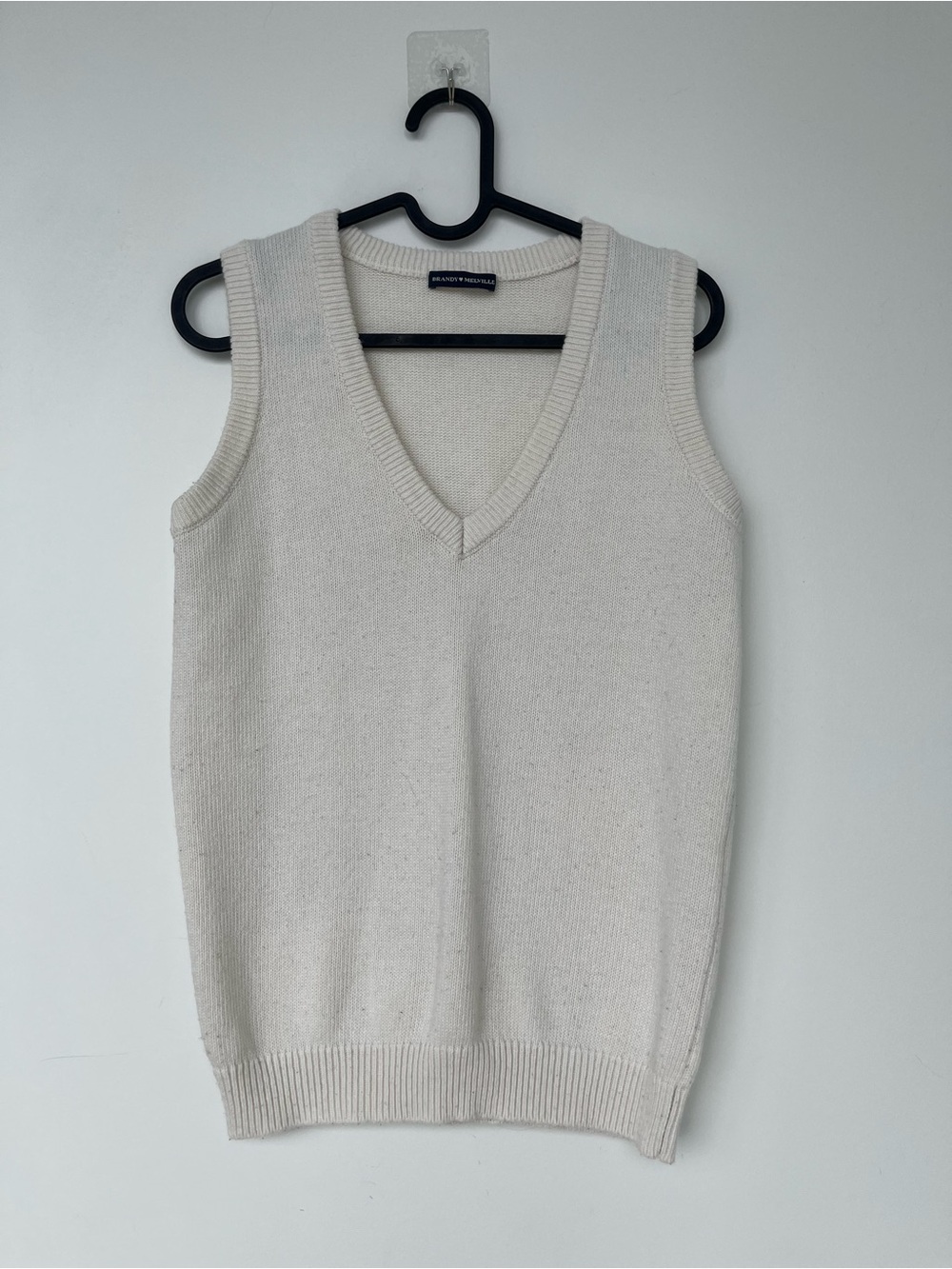 Brandy Melville Off-White V-Neck Knit Sweater Vest